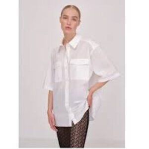 HERSKIND - Helle White  loose-fitted short sleeve Shirt size  EU36 /US Medium